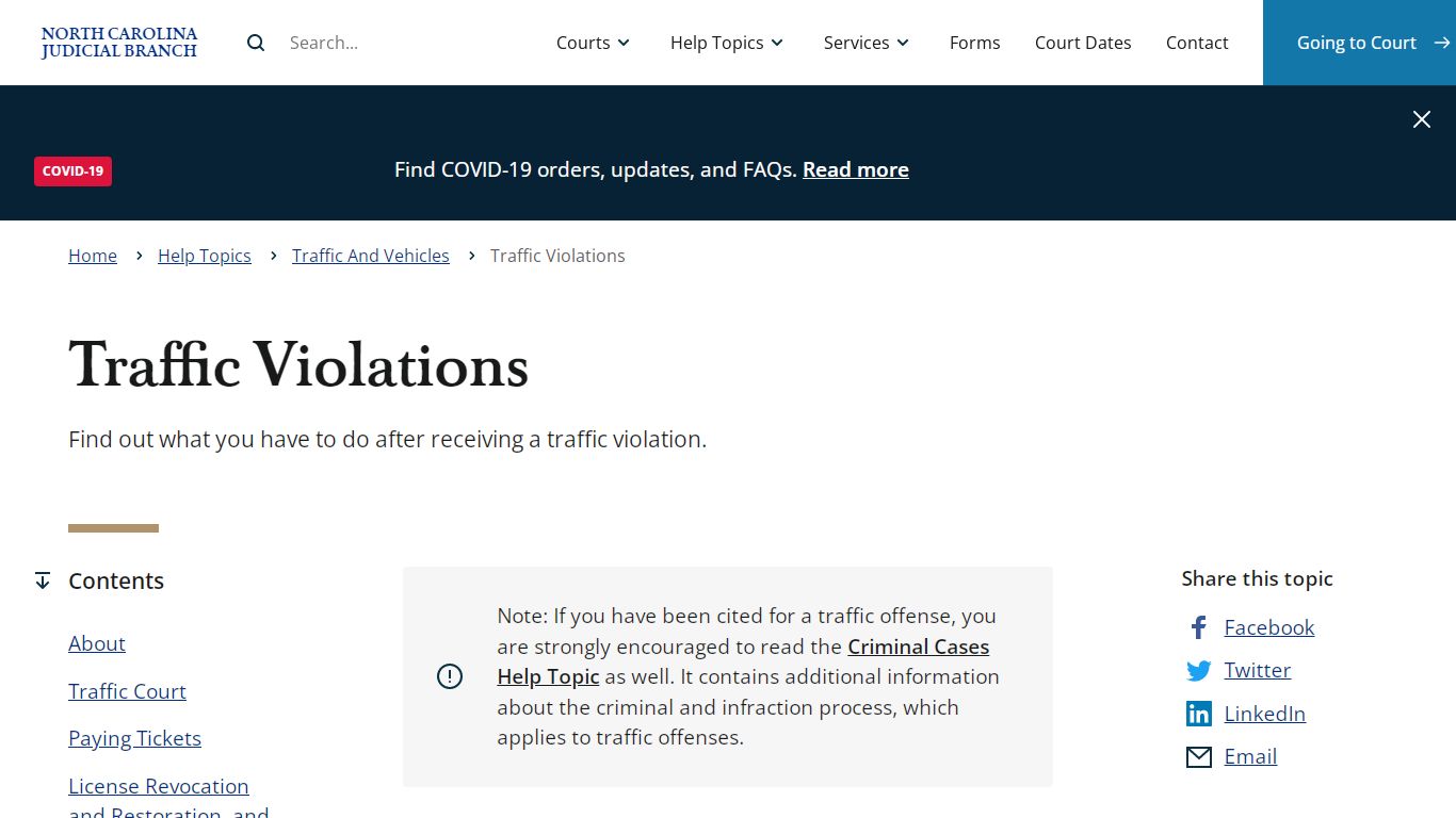 Traffic Violations | North Carolina Judicial Branch - NCcourts