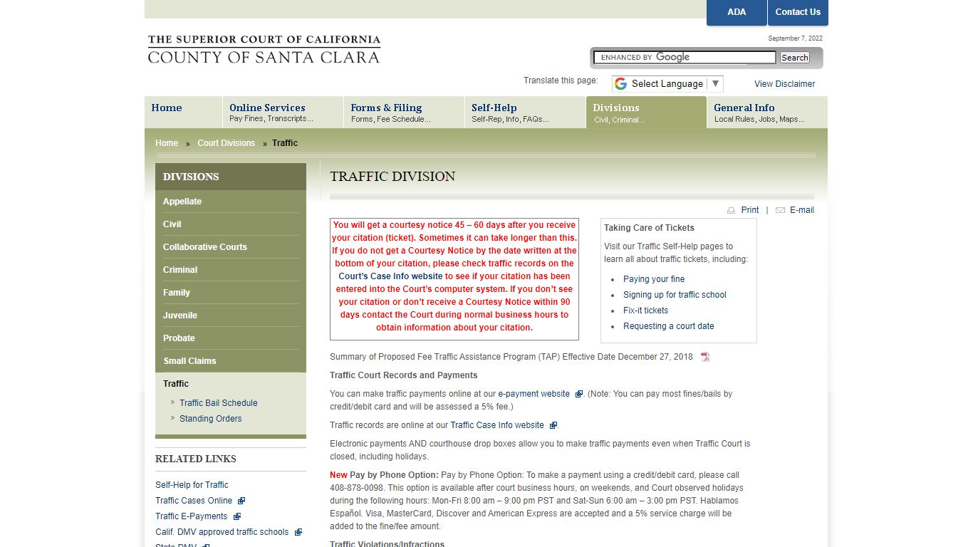 Traffic Court - Superior Court of California, County of Santa Clara